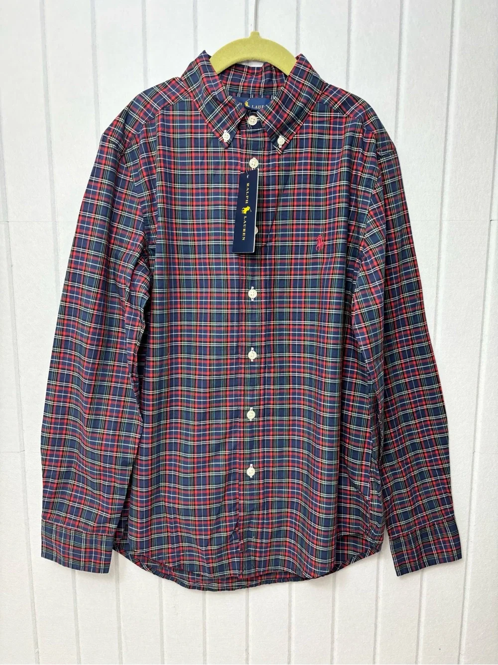 Ralph Lauren BOY Red & Blue Plaid Button-Down‎ Shirt Size M (10-12)